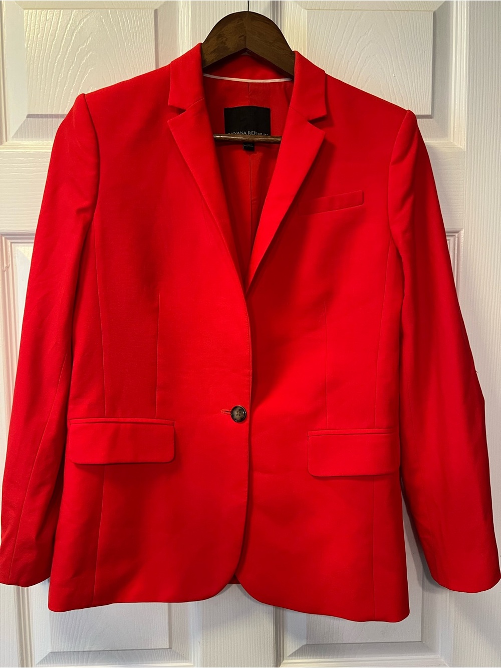 Banana Republic Bright Red Single-Button Tailored Blazer